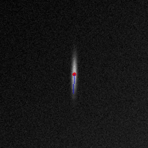 Animated nanoparticle tracking overlay showing a detected molecule and trajectory